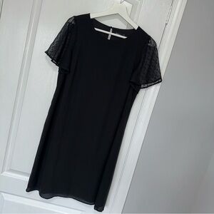REITMANS  BLACK CHIFFON DRESS, US SMALL - FEMININE, ELEGANT, PROFESSIONAL